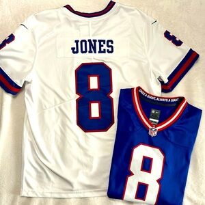 NY GIANTS JERSEYS #8 JONES‎ (TWO)! NIKE ON FIELD SIZES XXL White+Blue Sports NFL